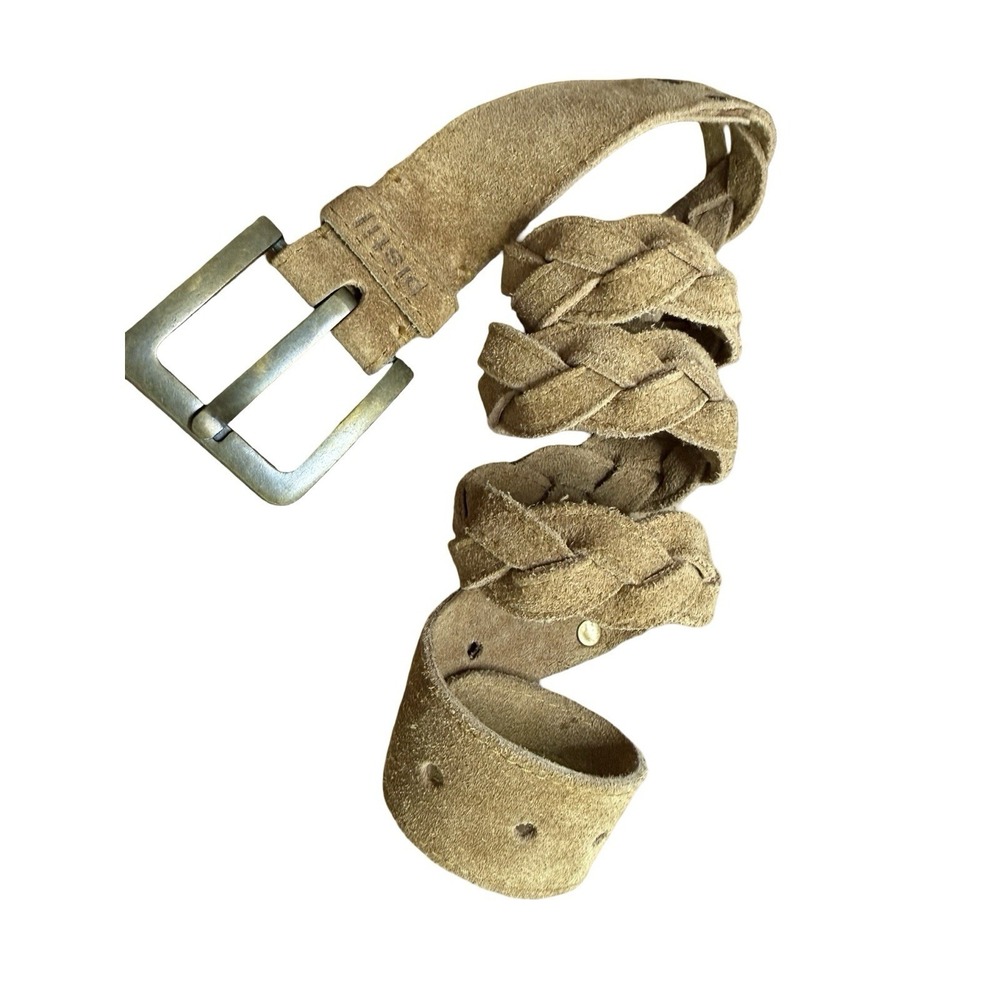 PISTIL Distressed Tan Suede Bronze Buckle  Belt Womens XL‎ boho